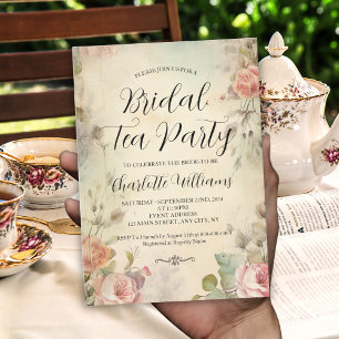 Vintage Floral Bridal Tea Party Shower Invitation