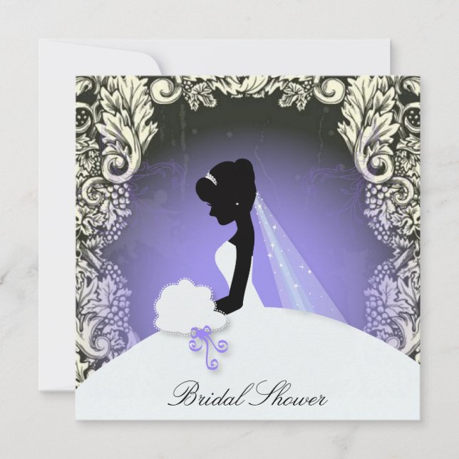 vintage floral bride silhouette bridal shower invitation (Front)