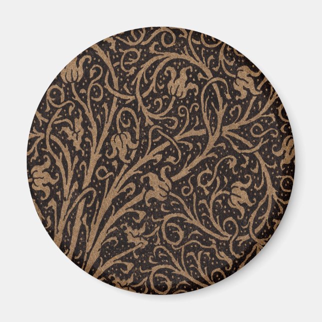 Vintage Floral Brown Swirls Magnet (Front)
