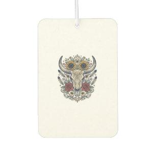 Vintage Floral Bull Skull Western Car Air Freshener