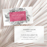 Vintage Floral Business Cards | Berry<br><div class="desc">Elegant vintage style floral business cards feature a posy of black and white watercolor peonies with your name or company name and title displayed on a sheer berry pink overlay for a modern pop of color. Add your full contact information to the reverse side. Perfect for makeup artists, hair stylists,...</div>