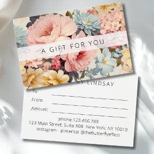 Vintage Floral Business Gift Certificates
