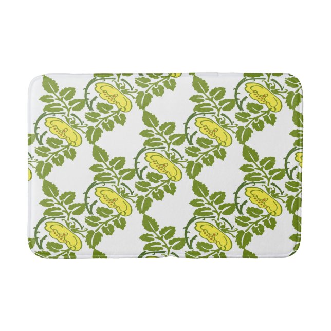 Vintage Floral Buttercup wallpaper damask Bath Mat (Front)