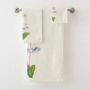Vintage Floral Butterfly Botanical Illustration Bath Towel Set