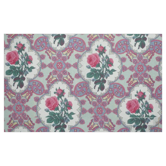 Vintage floral  Cairo Rose geometric pattern Fabric (Fat Quarter)