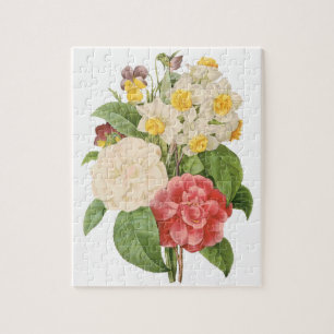 Vintage Floral Camelia Daffodil Flowers by Redoute Jigsaw Puzzle