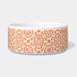 Vintage Floral Cameo Pattern In Pink & Orange
