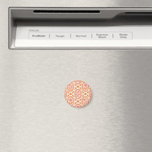 Vintage Floral Cameo Pattern In Pink & Orange Magnet