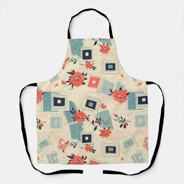 Vintage Floral & Camera Pattern (3) Apron (Front)