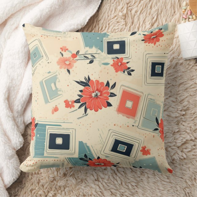 Vintage Floral & Camera Pattern (3) Cushion (Blanket)