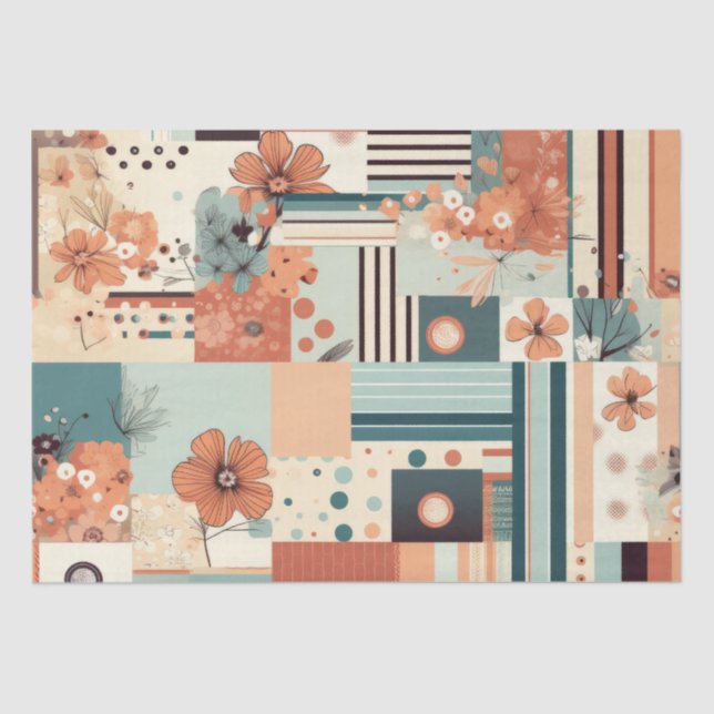 Vintage Floral & Camera Pattern (4) Tissue Paper (Front)