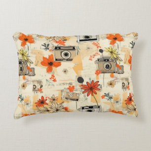 Vintage Floral & Camera Pattern (5) Decorative Cushion