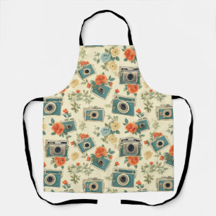 Vintage Floral & Camera Pattern Apron