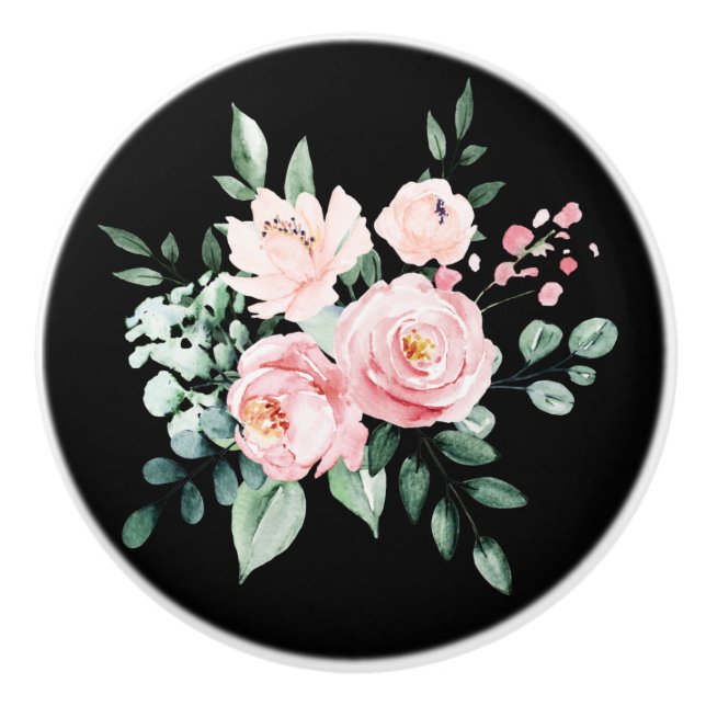 Vintage Floral Ceramic Knob (Front)