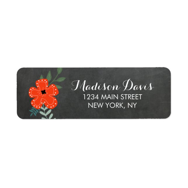 Vintage Floral Chalkboard Wedding Address Labels (Front)
