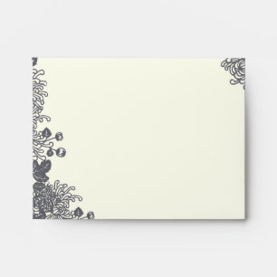 Vintage Floral Charcoal Grey Ivory Envelopes