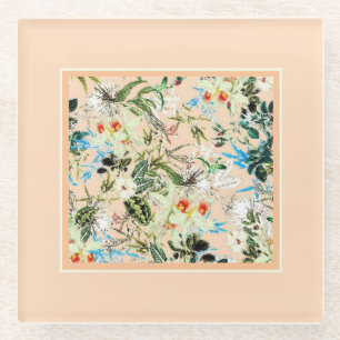 Vintage Floral Charm Glass Coaster