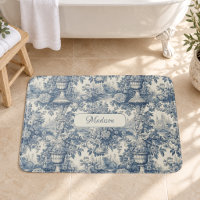 Vintage floral chic Blue toile de jouy monogram