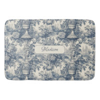 Vintage floral chic Blue toile de jouy monogram