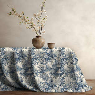 Vintage floral chic Blue toile de jouy monogram Tablecloth
