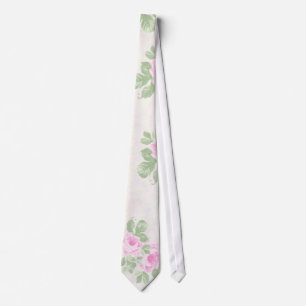 Vintage floral chic pink roses tie