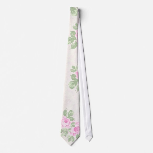 Vintage floral chic pink roses tie (Front)
