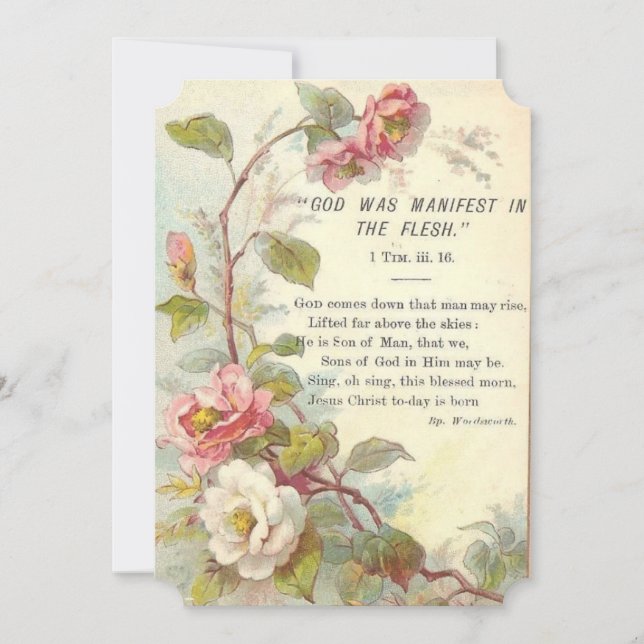 Vintage Floral Christian Bible Scripture Holiday Card (Front)