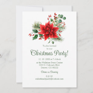 Vintage Floral Christmas Party Invitation