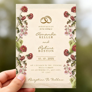 Vintage Floral Classic Botanical Garden Wedding Invitation