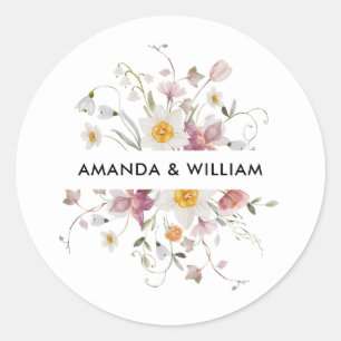 Vintage Floral Classic Round Sticker