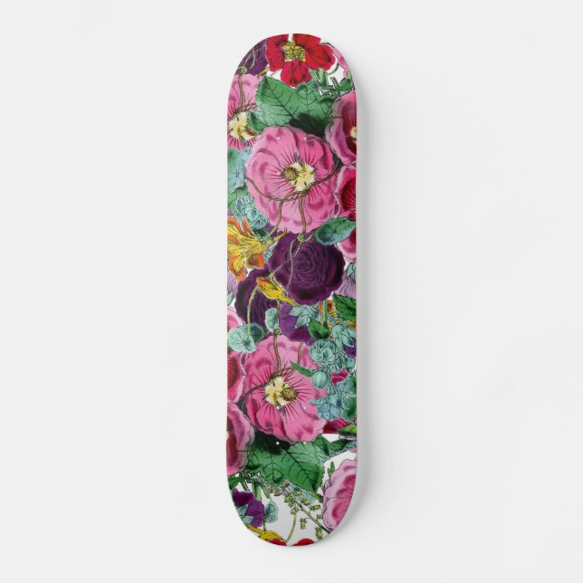 Vintage Floral Cluster Skateboard (Front)