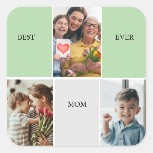 Vintage Floral Collage Photo Mother's Day Square Sticker