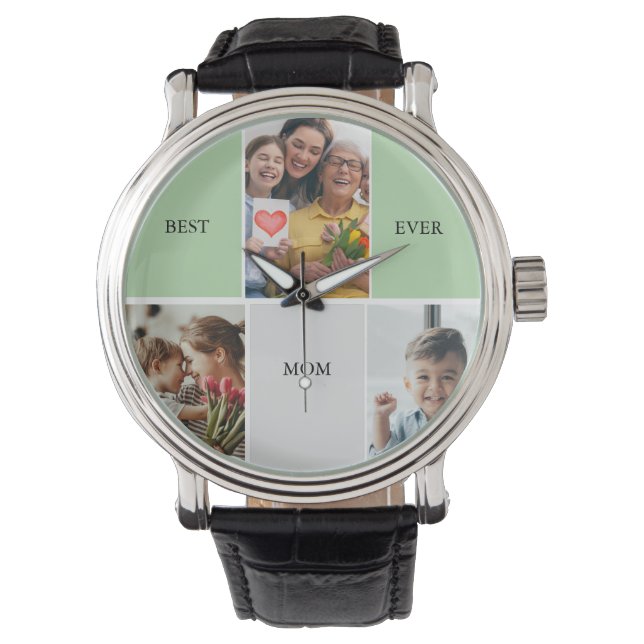 Vintage Floral Collage Photo Mother's Day Watch (Front)
