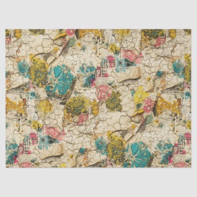 Vintage Floral Collage with Aged Paper Texture (Front)