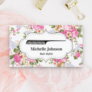 Vintage Floral Comb Hair Salon Hairstylist Business Card