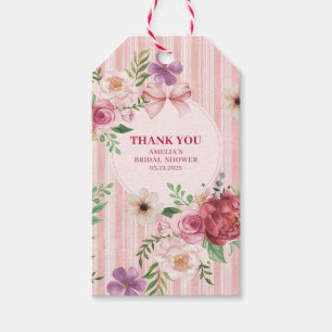 Vintage floral Coquette bow bridal shower favour Gift Tags