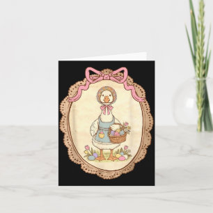 Vintage Floral Coquette Bow Easter Goose Spring Card