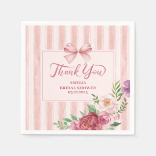 Vintage floral Coquette pink bow bridal shower Napkin