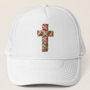 Vintage Floral Cross Trucker Hat