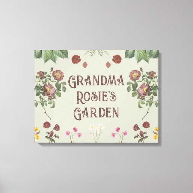 Vintage Floral Custom Display Garden Canvas Print (Front)