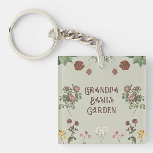 Vintage Floral Custom Garden Key Ring (Front)