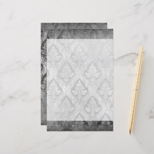 Vintage Floral Custom Paper Stationery - B&W