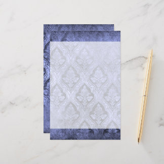 Vintage Floral Custom Paper Stationery - Indigo