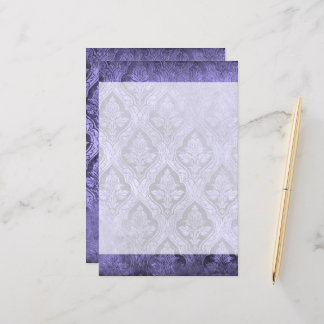 Vintage Floral Custom Paper Stationery - Purple