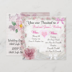 Vintage floral Customised Wedding Invitation
