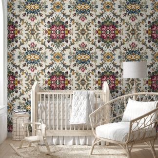 Vintage Floral Damask Botanical Pattern Wallpaper
