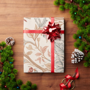 Vintage Floral Damask Pattern with Roses and Leave Wrapping Paper