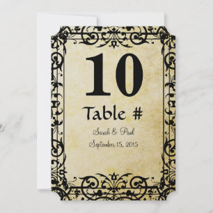 Vintage Floral Damask Wedding Table No. Invitation