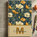 Vintage Floral Dark Academia Graduation Gift Planner<br><div class="desc">Set the tone for a moody botanical academic year with this personalized daily planner. Features a hand-drawn yellow poppy pattern paired with elegant script monogramming rendered in a sophisticated navy and gold palette. A thoughtful gift for the new graduate heading into their next chapter.</div>