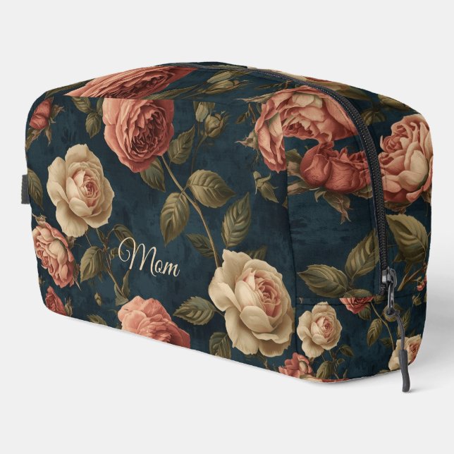 Vintage Floral Dark Background  Dopp Kit (Right Corner)
